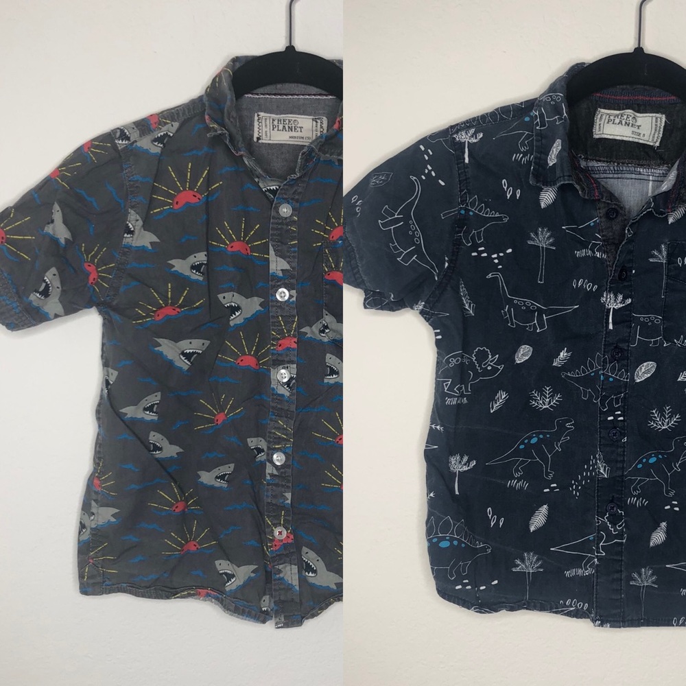 Bundle of 2 Boys Button Up Short Sleeved Shirts